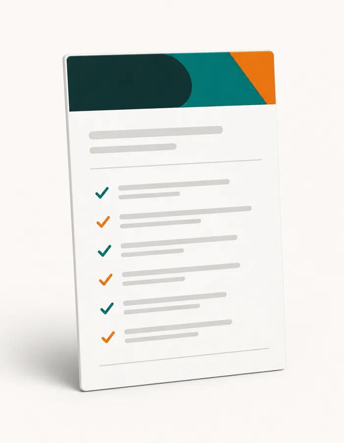 Illustration of a printed pool service checklist standing upright
